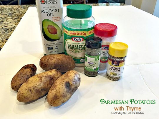 Parmesan Potatoes with Thyme | Can't Stay Out of the Kitchen | These adorable #potatoes are a fantastic side dish for any occasion. Quick & easy, too. #parmesancheese #glutenfree