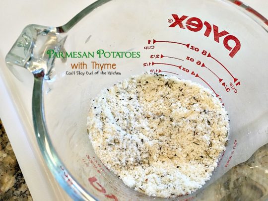 Parmesan Potatoes with Thyme | Can't Stay Out of the Kitchen | These adorable #potatoes are a fantastic side dish for any occasion. Quick & easy, too. #parmesancheese #glutenfree