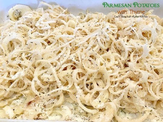 Parmesan Potatoes with Thyme | Can't Stay Out of the Kitchen | These adorable #potatoes are a fantastic side dish for any occasion. Quick & easy, too. #parmesancheese #glutenfree
