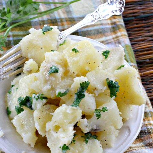 Parsley Potatoes | Can't Stay Out of the Kitchen | this vintage #potato #recipe is a family favorite. It's quick, easy & uses only a handful of ingredients. It's a wonderful #SideDish for company or #holidays like #MothersDay or #FathersDay. #ParsleyPotatoes #MothersDaySideDish #FathersDaySideDish #GlutenFree #Healthy #LowCalorie #CleanEating