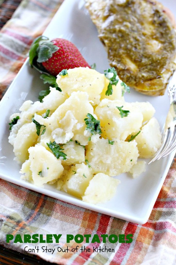 Parsley Potatoes | Can't Stay Out of the Kitchen | this vintage #potato #recipe is a family favorite. It's quick, easy & uses only a handful of ingredients. It's a wonderful #SideDish for company or #holidays like #MothersDay or #FathersDay. #ParsleyPotatoes #MothersDaySideDish #FathersDaySideDish #GlutenFree #Healthy #LowCalorie #CleanEating