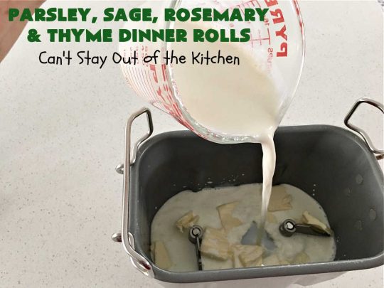 Parsley, Sage, Rosemary & Thyme Dinner Rolls | Can't Stay Out of the Kitchen | these #DinnerRolls are amazing! This #recipe does not have to be kneaded since it's done in the #breadmaker!. The #rolls are seasoned with #parsley, #sage, #rosemary & #thyme for maximum flavor & deliciousness. Perfect to serve with hot soup or chili. Excellent for family, company or #holiday dinners. #bread #ParsleySageRosemaryAndThymeDinnerRolls #NoKneadDinnerRolls