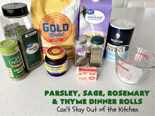 Parsley, Sage, Rosemary & Thyme Dinner Rolls | Can't Stay Out of the Kitchen | these #DinnerRolls are amazing! This #recipe does not have to be kneaded since it's done in the #breadmaker!. The #rolls are seasoned with #parsley, #sage, #rosemary & #thyme for maximum flavor & deliciousness. Perfect to serve with hot soup or chili. Excellent for family, company or #holiday dinners. #bread #ParsleySageRosemaryAndThymeDinnerRolls #NoKneadDinnerRolls