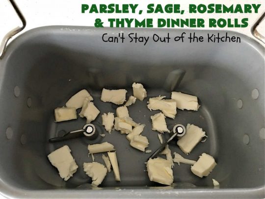 Parsley, Sage, Rosemary & Thyme Dinner Rolls | Can't Stay Out of the Kitchen | these #DinnerRolls are amazing! This #recipe does not have to be kneaded since it's done in the #breadmaker!. The #rolls are seasoned with #parsley, #sage, #rosemary & #thyme for maximum flavor & deliciousness. Perfect to serve with hot soup or chili. Excellent for family, company or #holiday dinners. #bread #ParsleySageRosemaryAndThymeDinnerRolls #NoKneadDinnerRolls