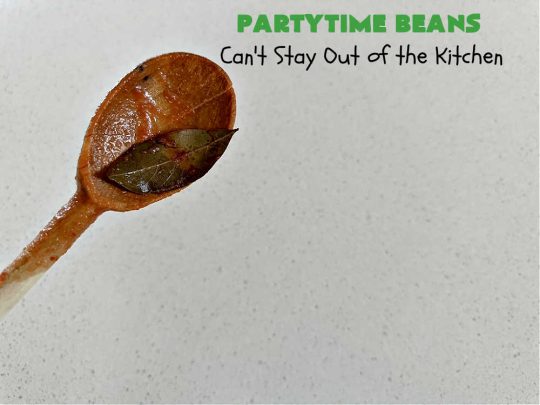Partytime Beans | Can't Stay Out of the Kitchen | this easy #SlowCooker #recipe for #BakedBeans is so effortless since everything is tossed into the #crockpot! Start it earlier in the day & it's ready in time for #dinner with #hamburgers or #HotDogs on the #grill. It uses 5 types of #beans & is #vegan as well as #GlutenFree. #potluck #BackyardBarbecues #tailgating #PartytimeBeans