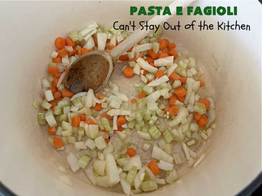 Pasta E Fagioli | Can't Stay Out of the Kitchen | this dynamite #recipe for #PastaEFagioli can't be beat. It's easy to whip up so it's perfect for weeknight dinners. If you enjoy a bowl of hot #soup on cool, fall nights, this one sure hits the spot. #pasta #pork #SeaShellPasta #ItalianSausage #GreatNorthernBeans #tomatoes #FallRecipes
