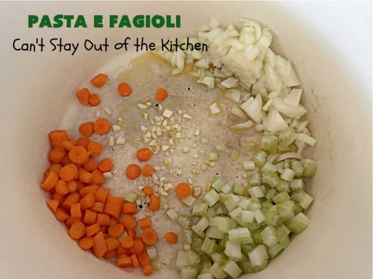 Pasta E Fagioli | Can't Stay Out of the Kitchen | this dynamite #recipe for #PastaEFagioli can't be beat. It's easy to whip up so it's perfect for weeknight dinners. If you enjoy a bowl of hot #soup on cool, fall nights, this one sure hits the spot. #pasta #pork #SeaShellPasta #ItalianSausage #GreatNorthernBeans #tomatoes #FallRecipes