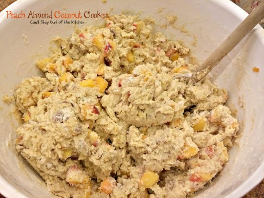 Peach Almond Coconut Cookies | Can't Stay Out of the Kitchen | these crunchy #cookies are filled with #peaches #almonds and #coconut and taste amazing. #dessert