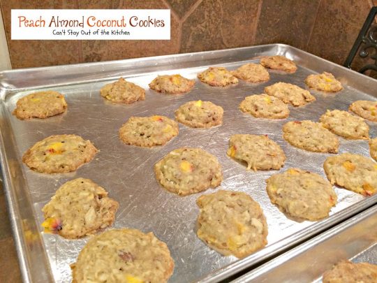 Peach Almond Coconut Cookies | Can't Stay Out of the Kitchen | these crunchy #cookies are filled with #peaches #almonds and #coconut and taste amazing. #dessert