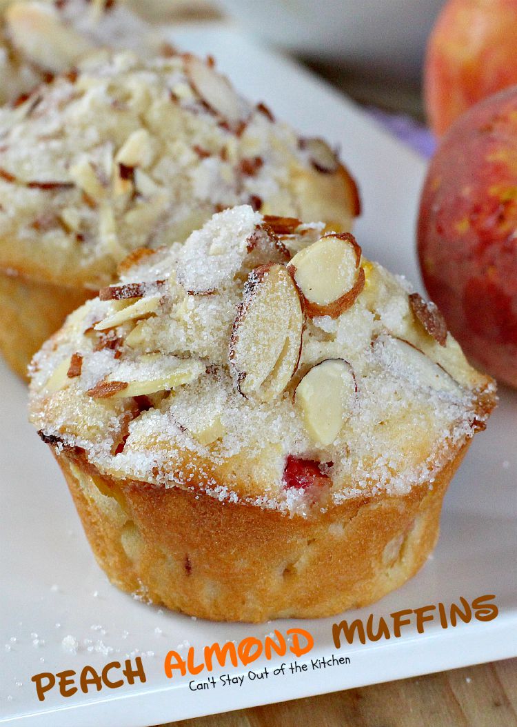 Peach Almond Muffins | Can't Stay Out of the Kitchen