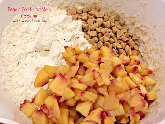 Peach Butterscotch Cookies | Can't Stay Out of the Kitchen | these lovely #cookies melt in your mouth. #Peaches and #butterscotchchips make these cookies to die for! #dessert