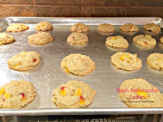 Peach Butterscotch Cookies | Can't Stay Out of the Kitchen | these lovely #cookies melt in your mouth. #Peaches and #butterscotchchips make these cookies to die for! #dessert