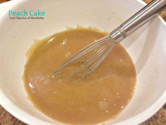 Peach Cake | Can't Stay Out of the Kitchen | spectacular #cake made with #peaches and #pecans. This one has a scrumptious brown sugar glaze. #dessert