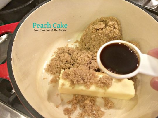 Peach Cake | Can't Stay Out of the Kitchen | spectacular #cake made with #peaches and #pecans. This one has a scrumptious brown sugar glaze. #dessert