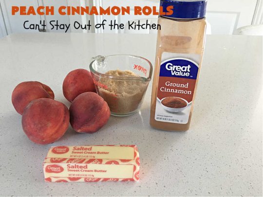 Peach Cinnamon Rolls | Can't Stay Out of the Kitchen | these #CinnamonRolls will rock your world! Perfect for a #holiday #breakfast or #brunch like #Thanksgiving, #Christmas or #Easter. Family & friends will love these rolls. #peaches #PeachCinnamonRolls