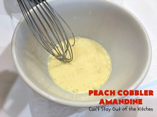 Peach Cobbler Amandine | Can't Stay Out of the Kitchen | this delightful #PeachCobbler #recipe uses #almonds, almond extract & almond meal to really bump up the flavors. It's a scrumptious #dessert to make with fresh #peaches. #PeachDessert #PeachCobblerAmandine #Canbassador #WashingtonStateFruitCommission #WashingtonStoneFruitGrowers #WashingtonStateStoneFruitGrowers