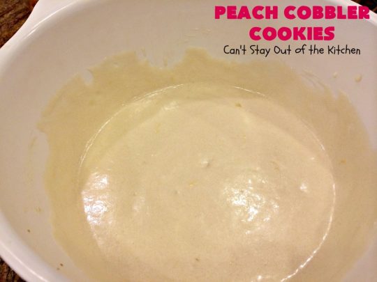 Peach Cobbler Cookies | Can't Stay Out of the Kitchen | these fantastic #cookies taste just like eating #peachcobbler but in #cookie form! They're terrific for summer potlucks, backyard #BBQs & #holidays like #LaborDay when fresh #peaches are in season. #dessert