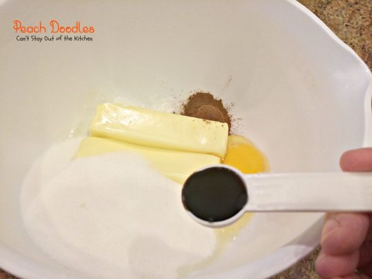 Peach Doodles | Can't Stay Out of the Kitchen | #peaches and #macadamianuts fill these delicious #cookies. You'll be coming back for more! #dessert