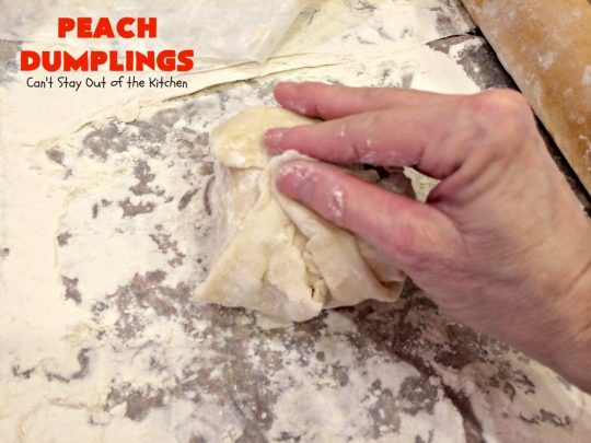 Best Ever Peach Dumplings | Can't Stay Out of the Kitchen | these #peach #dumplings are absolutely irresistible. One bite & you'll be hooked forever! This homemade from scratch recipe is a little more work than some #recipes but it's worth it. Our company always loves it when I make this spectacular #dessert. #holidays #FourthofJuly #LaborDay