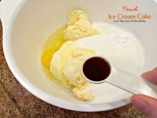 Peach Ice Cream Cake | Can't Stay Out of the Kitchen | one of the most spectacular #cakes you will ever eat! The surprise ingredient is #icecream! #peaches #dessert