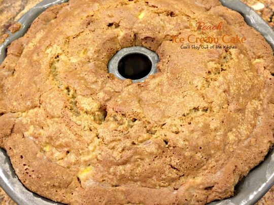 Peach Ice Cream Cake | Can't Stay Out of the Kitchen | one of the most spectacular #cakes you will ever eat! The surprise ingredient is #icecream! #peaches #dessert