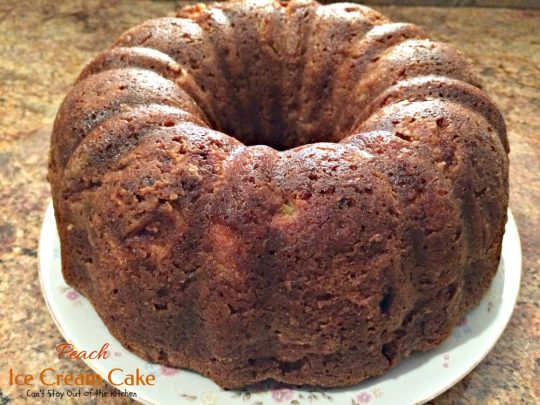 Peach Ice Cream Cake | Can't Stay Out of the Kitchen | one of the most spectacular #cakes you will ever eat! The surprise ingredient is #icecream! #peaches #dessert