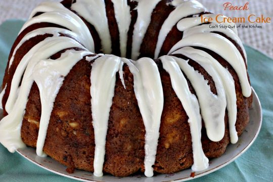 Peach Ice Cream Cake | Can't Stay Out of the Kitchen | one of the most spectacular #cakes you will ever eat! The surprise ingredient is #icecream! #peaches #dessert