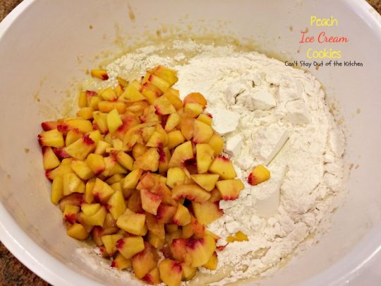 Peach Ice Cream Cookies | Can't Stay Out of the Kitchen | we LOVED these sensational #cookies. You'll never believe the secret ingredient is #icecream! #peaches #dessert