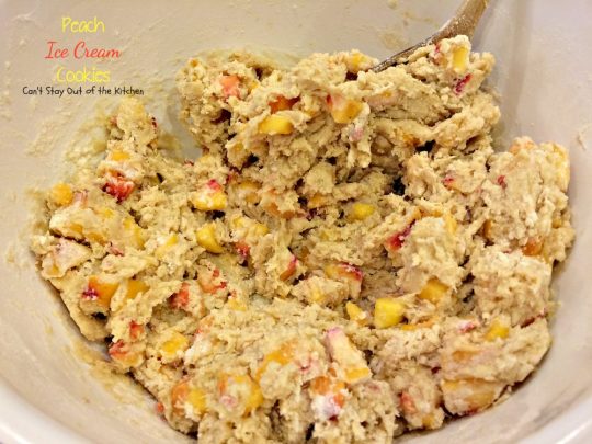 Peach Ice Cream Cookies | Can't Stay Out of the Kitchen | we LOVED these sensational #cookies. You'll never believe the secret ingredient is #icecream! #peaches #dessert