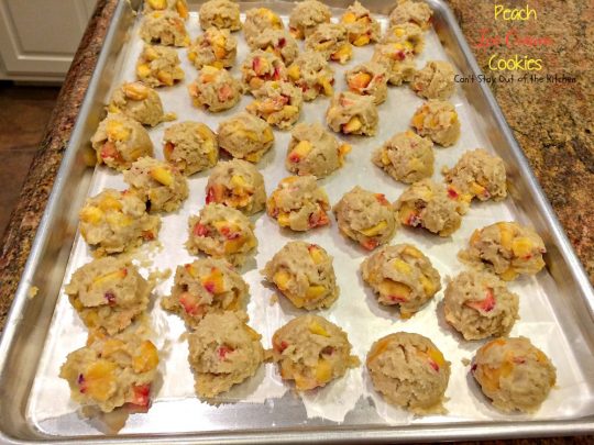 Peach Ice Cream Cookies | Can't Stay Out of the Kitchen | we LOVED these sensational #cookies. You'll never believe the secret ingredient is #icecream! #peaches #dessert