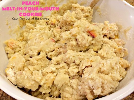 Peach Melt-In-Your-Mouth Cookies | Can't Stay Out of the Kitchen | these lovely #peach #cookies are absolutely mouthwatering. They literally dissolve in your mouth! They're perfect for summer #holidays, potlucks & backyard BBQs when #peaches are in season. #dessert #peachdessert