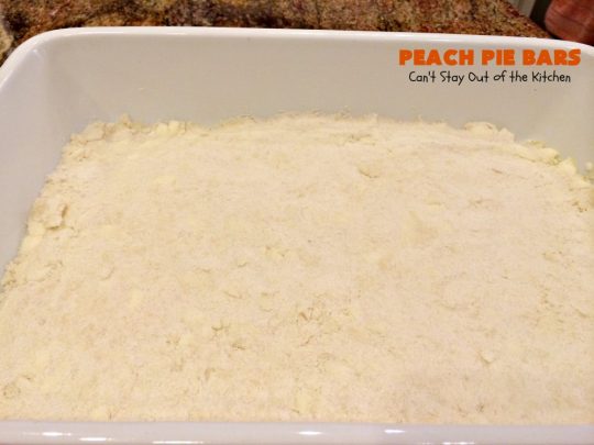 Peach Pie Bars | Can't Stay Out of the Kitchen | We love these fantastic #peachpie bars. They're so mouthwatering you can't stop at just one! Terrific for summer #holidays when fresh #peaches are in season. #MemorialDay #FourthofJuly #LaborDay #dessert