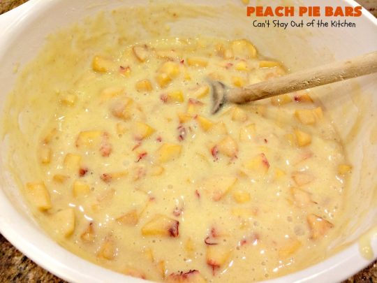 Peach Pie Bars | Can't Stay Out of the Kitchen | We love these fantastic #peachpie bars. They're so mouthwatering you can't stop at just one! Terrific for summer #holidays when fresh #peaches are in season. #MemorialDay #FourthofJuly #LaborDay #dessert