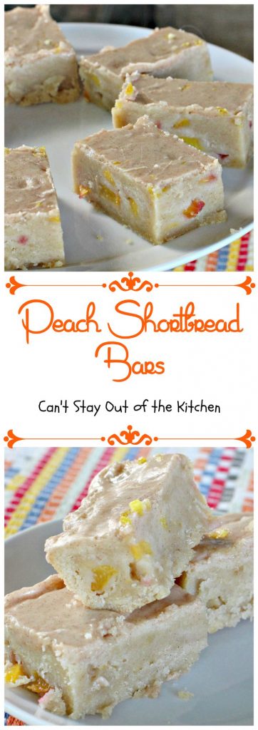 Peach Shortbread Bars | Can't Stay Out of the Kitchen