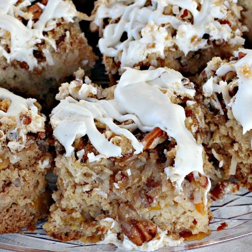 Peach Snack Cake | Can't Stay Out of the Kitchen | this has always been one of our favorite #cake recipes. It's great as a #coffeecake for #breakfast or serve for #dessert. #Peaches