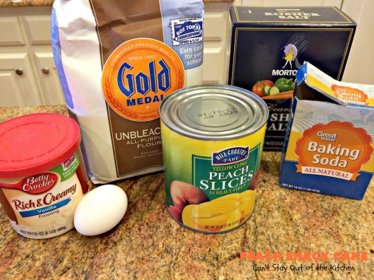 Peach Snack Cake | Can't Stay Out of the Kitchen | this has always been one of our favorite #cake recipes. It's great as a #coffeecake for #breakfast or serve for #dessert. #Peaches