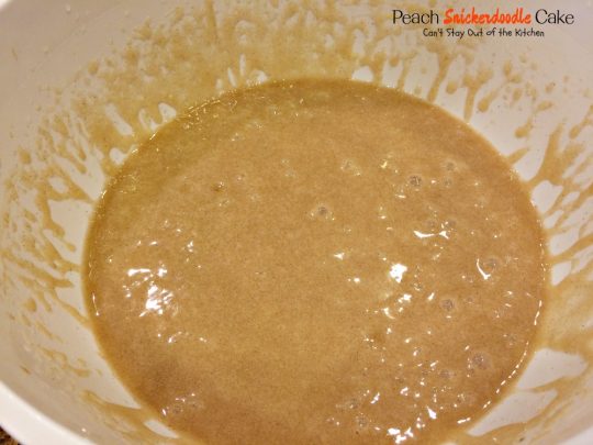 Peach Snickerdoodle Cake | Can't Stay Out of the Kitchen | this #cake is awesome! #peaches #cinnamonchips #pecans & a wonderful #caramel glaze. #dessert
