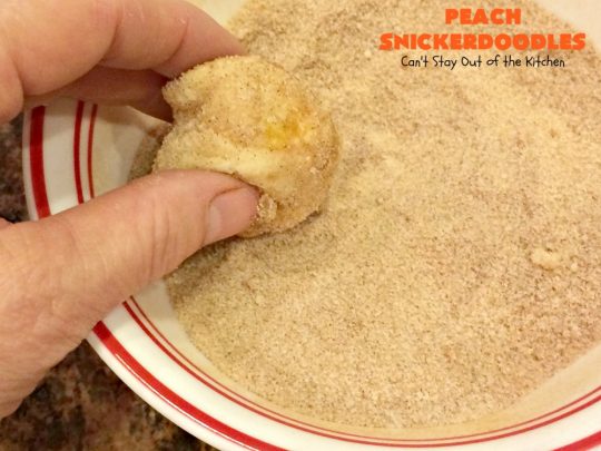 Peach Snickerdoodles | Can't Stay Out of the Kitchen | these amazing #cookies can't be beat! #Peaches & #snickerdoodles go so well together. This is the perfect summer #dessert. #cinnamon