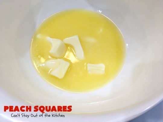 Peach Squares | Can't Stay Out of the Kitchen | this awesome #recipe can't be beat! If you enjoy #peaches, you'll love them in this amazing #dessert. #cookies #PeachDessert #PeachSquares #walnuts