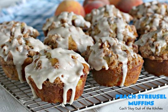 Peach Streusel Muffins | Can't Stay Out of the Kitchen | these fabulous #peach #muffins will knock your socks off! They're absolutely heavenly. They are perfect for a summer #holiday #breakfast when #peaches are in season. #FathersDay #FourthofJuly #LaborDay