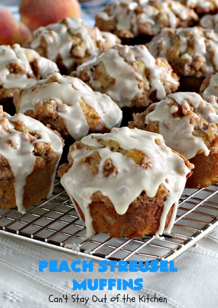 Peach Streusel Muffins | Can't Stay Out of the Kitchen | these fabulous #peach #muffins will knock your socks off! They're absolutely heavenly. They are perfect for a summer #holiday #breakfast when #peaches are in season. #FathersDay #FourthofJuly #LaborDay