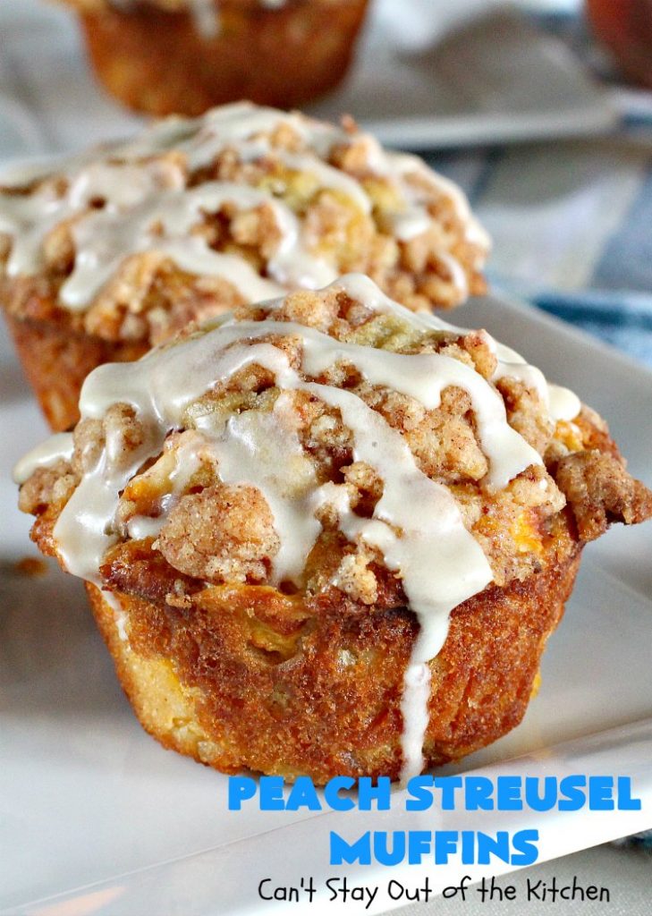 Peach Streusel Muffins | Can't Stay Out of the Kitchen | these fabulous #peach #muffins will knock your socks off! They're absolutely heavenly. They are perfect for a summer #holiday #breakfast when #peaches are in season. #FathersDay #FourthofJuly #LaborDay