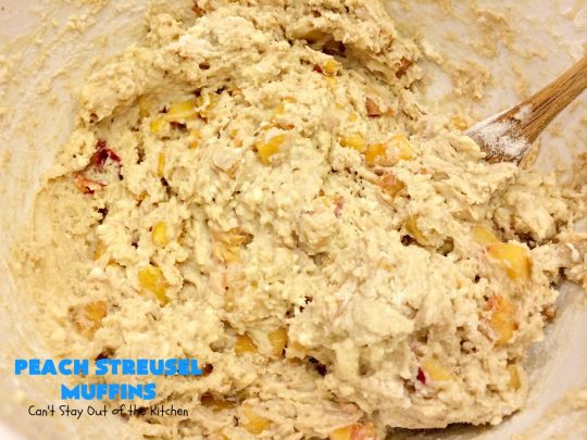 Peach Streusel Muffins | Can't Stay Out of the Kitchen | these fabulous #peach #muffins will knock your socks off! They're absolutely heavenly. They are perfect for a summer #holiday #breakfast when #peaches are in season. #FathersDay #FourthofJuly #LaborDay