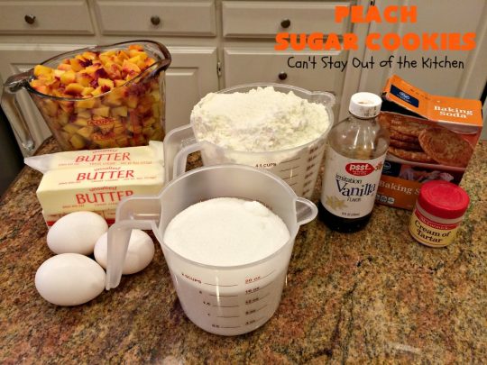 Peach Sugar Cookies | Can't Stay Out of the Kitchen | these #cookies are fantastic!  This #dessert is filled with fresh #peaches so the cookies turn out heavenly. #peachdessert