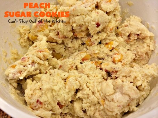 Peach Sugar Cookies | Can't Stay Out of the Kitchen | these #cookies are fantastic!  This #dessert is filled with fresh #peaches so the cookies turn out heavenly. #peachdessert