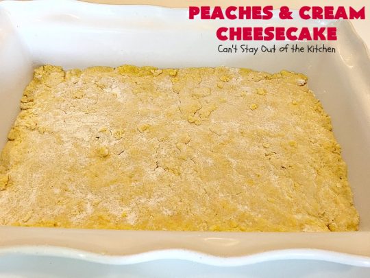 Peaches and Cream Cheesecake | Can't Stay Out of the Kitchen | this spectacular #dessert is perfect for special occasions, #holidays like #Easter & #MothersDay, & whenever you want to impress your company! #peaches #cheesecake