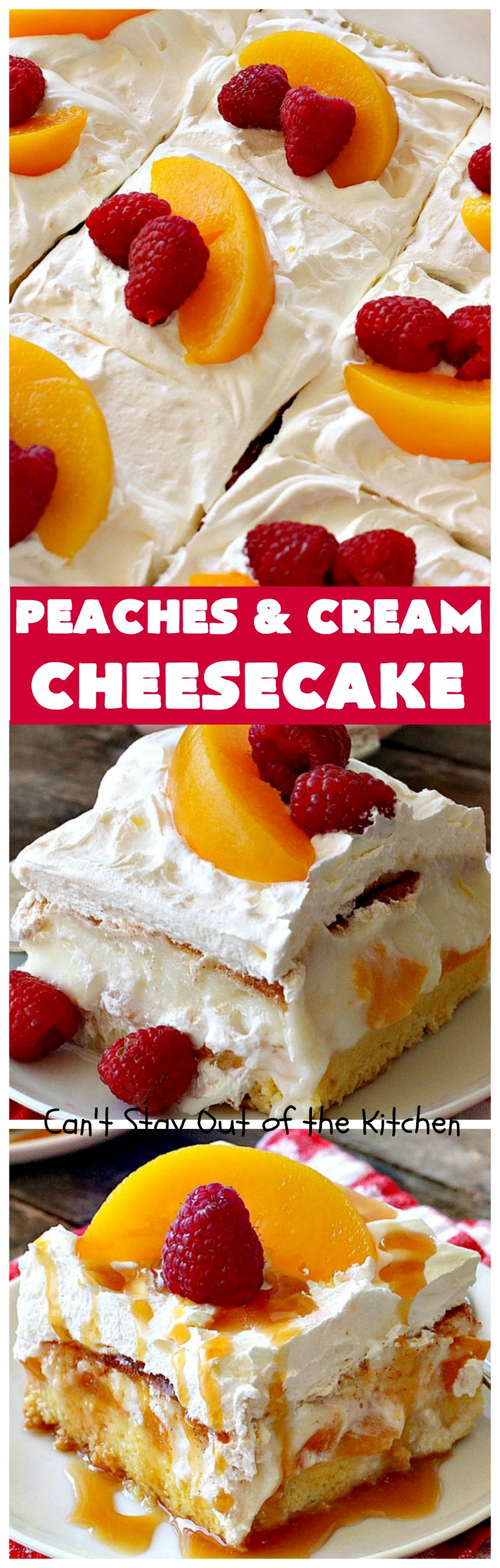 Peaches and Cream Cheesecake | Can't Stay Out of the Kitchen