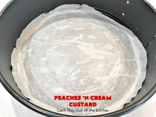 Peaches 'n Cream Custard | Can't Stay Out of the Kitchen | this light, fluffy, fruity pudding-type #dessert is terrific when you want something sweet, but not overly rich or calorie-laden. This one uses lots of fresh #WhiteFleshPeaches. #custard #cake #peaches #peachdessert #CANbassador #WashingtonStateFruitCommission #WashingtonStateStoneFruitGrowers