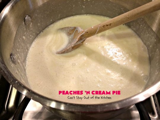 Peaches 'n Cream Pie | Can't Stay Out of the Kitchen | this amazing #peachpie has a yummy #custard filling. Wonderful for a #summer #dessert while fresh #peaches are in season.