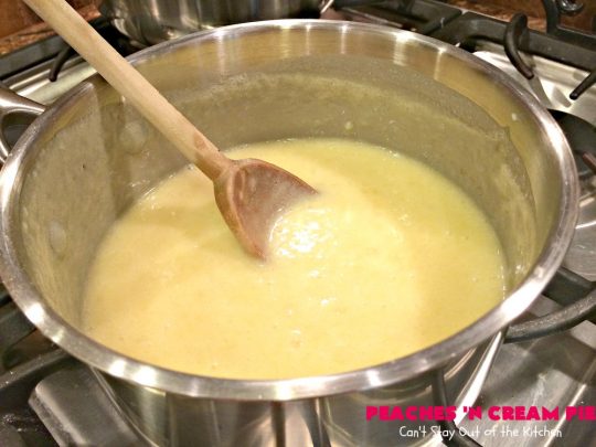 Peaches 'n Cream Pie | Can't Stay Out of the Kitchen | this amazing #peachpie has a yummy #custard filling. Wonderful for a #summer #dessert while fresh #peaches are in season.